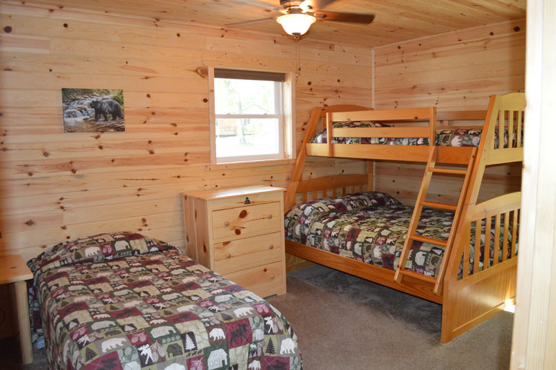 cedar pine cabin bedroom