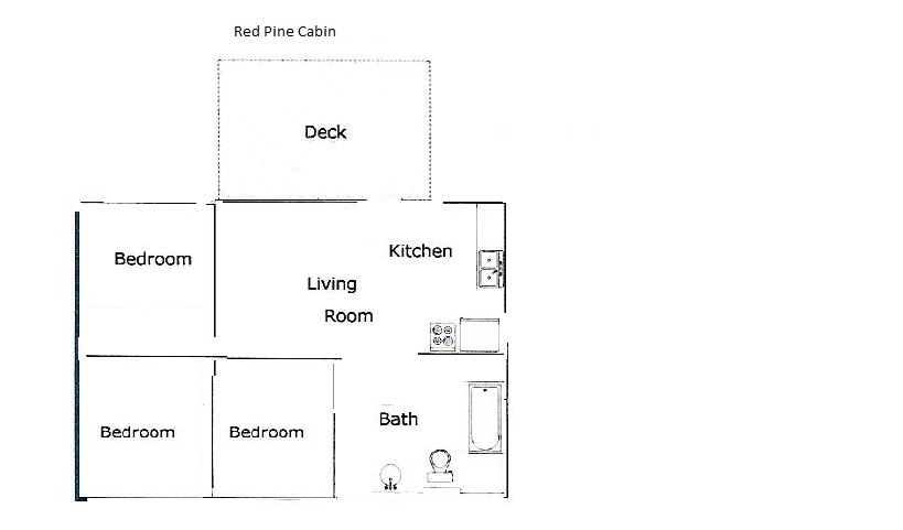 Red Pine Cabin Floor plan.