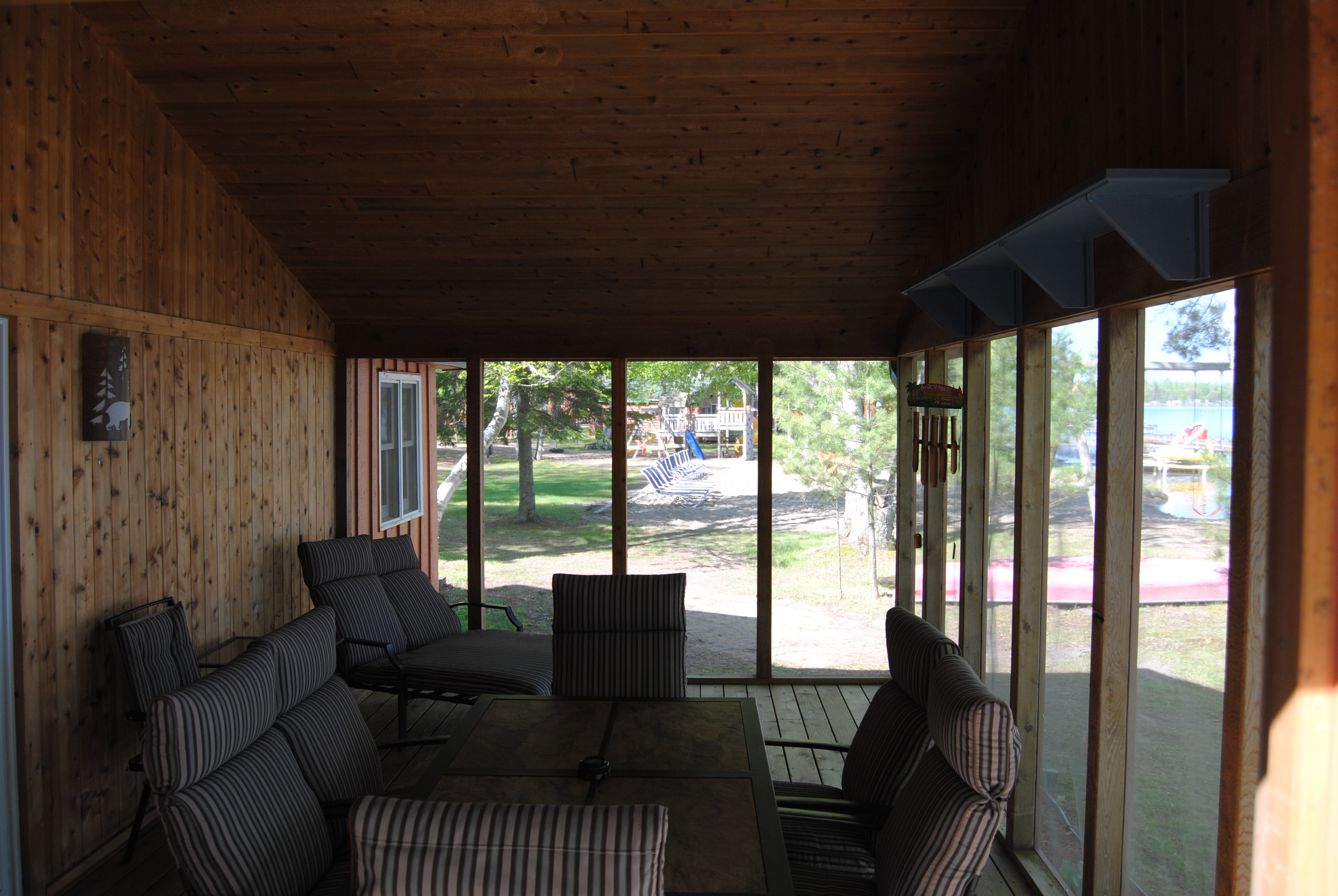 Birchwood Cabin screened in porch.