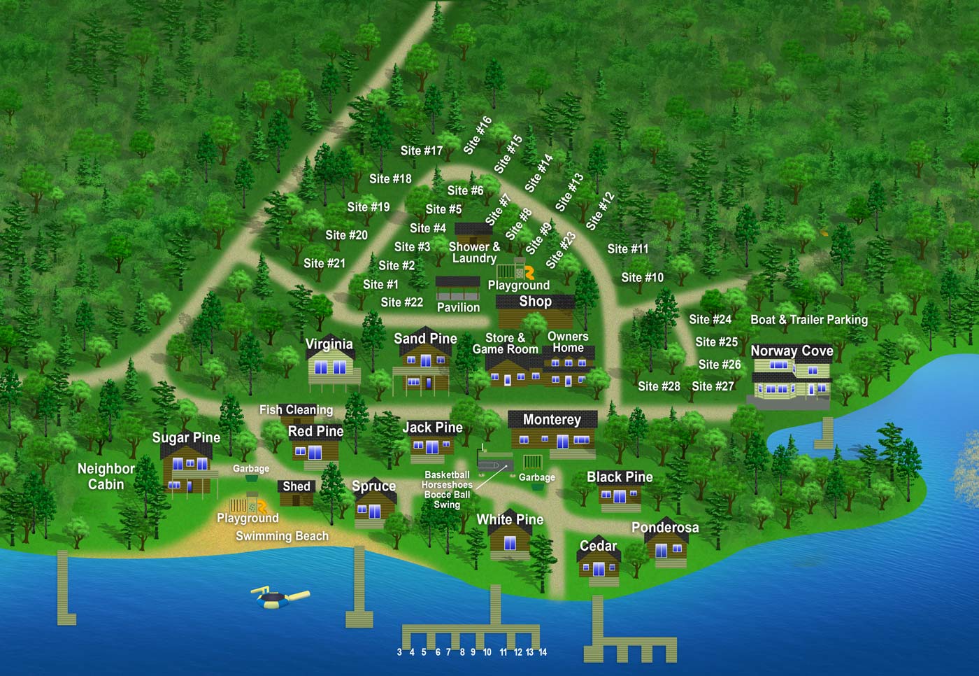 Sandy Pines Resort map